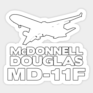 McDonnell Douglas MD-11F Silhouette Print (White) Sticker